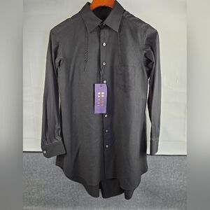 Shiro Sakai Shirt Womens Large Black Long Sleeve Button Up Solid 100% Cotton NWT